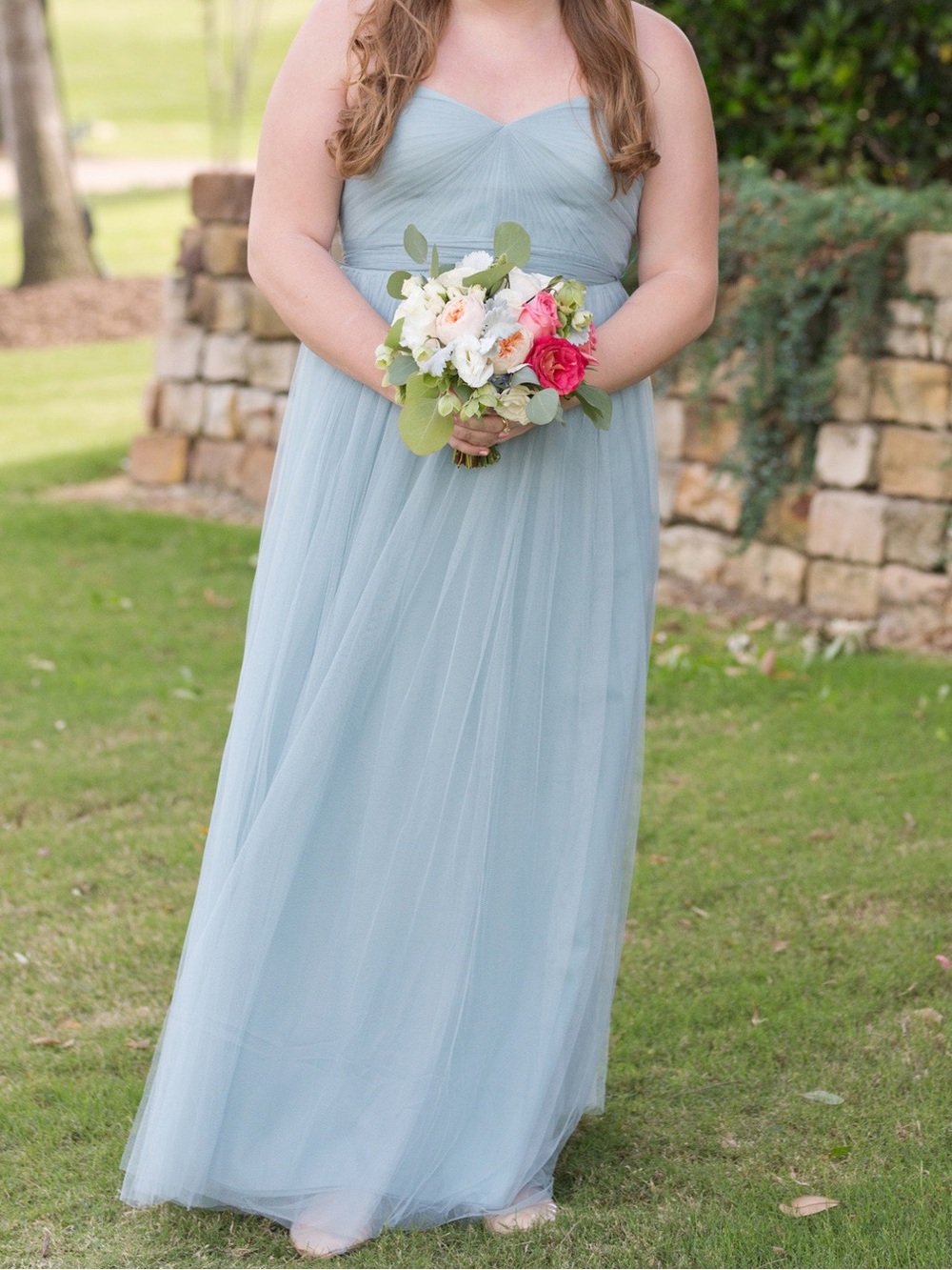 Jenny Yoo Strapless Powder Blue Tulle Gown